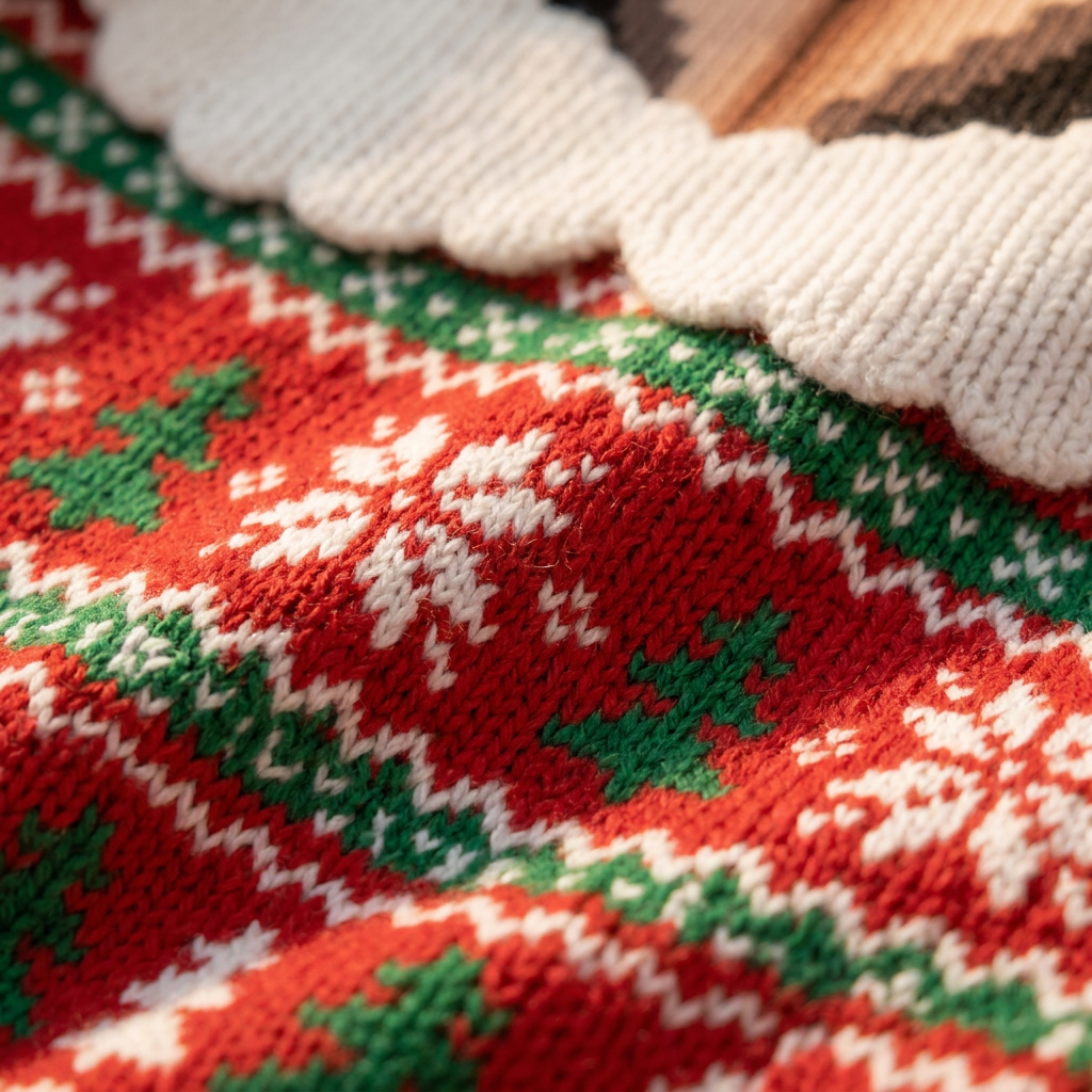 Le tricot du pull Décolleté de près